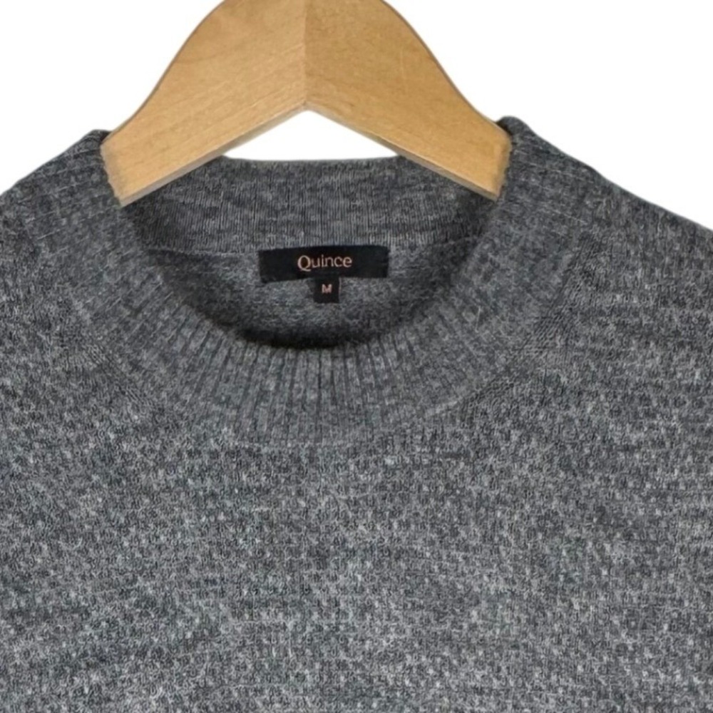 Quince Baby Alpaca-Wool Diamond Stitch Crew Sweater Womens M Charcoal Grey